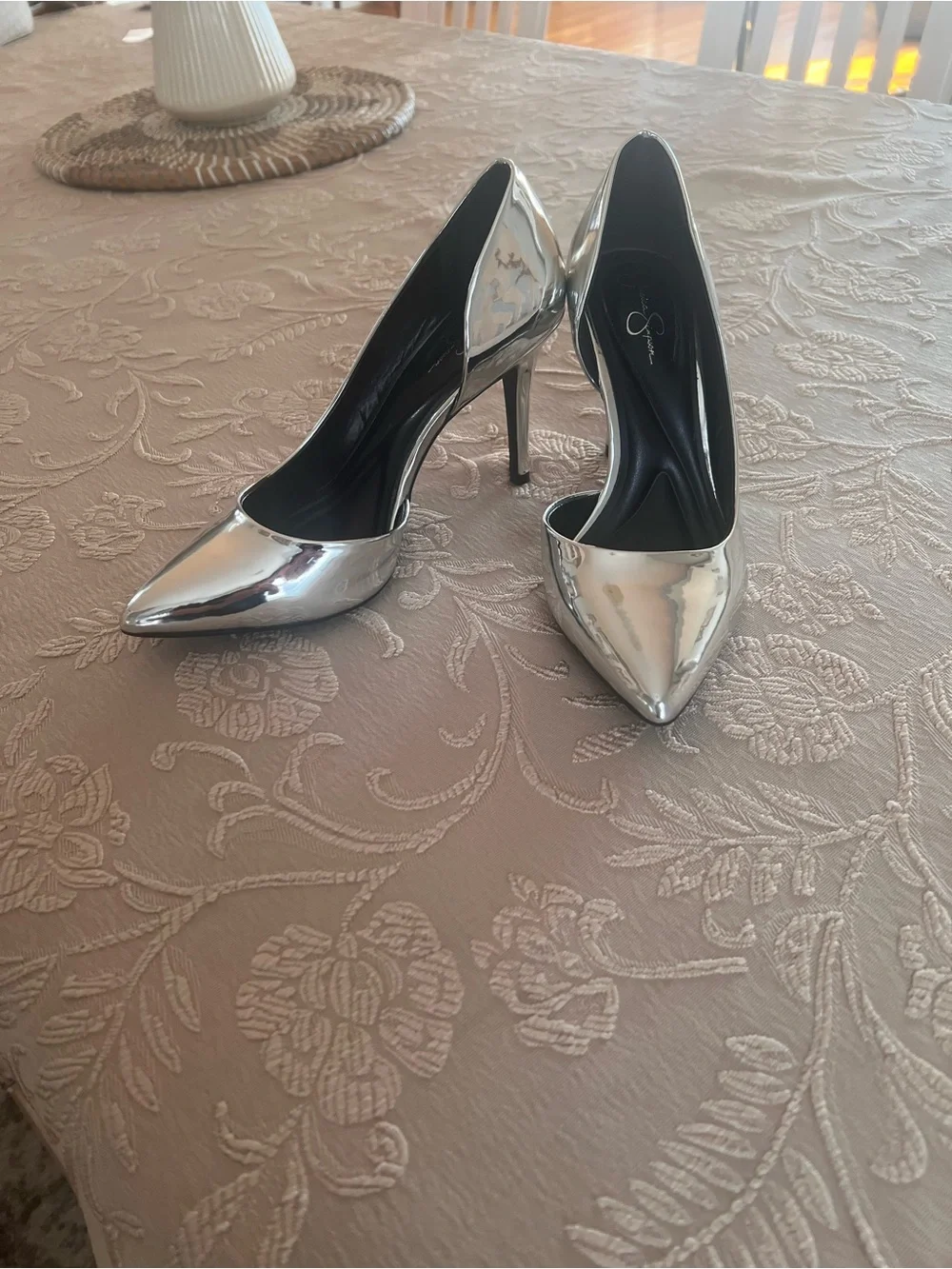 Jessica Simpson Metallic Silver Pointed-Toe Stiletto Pumps